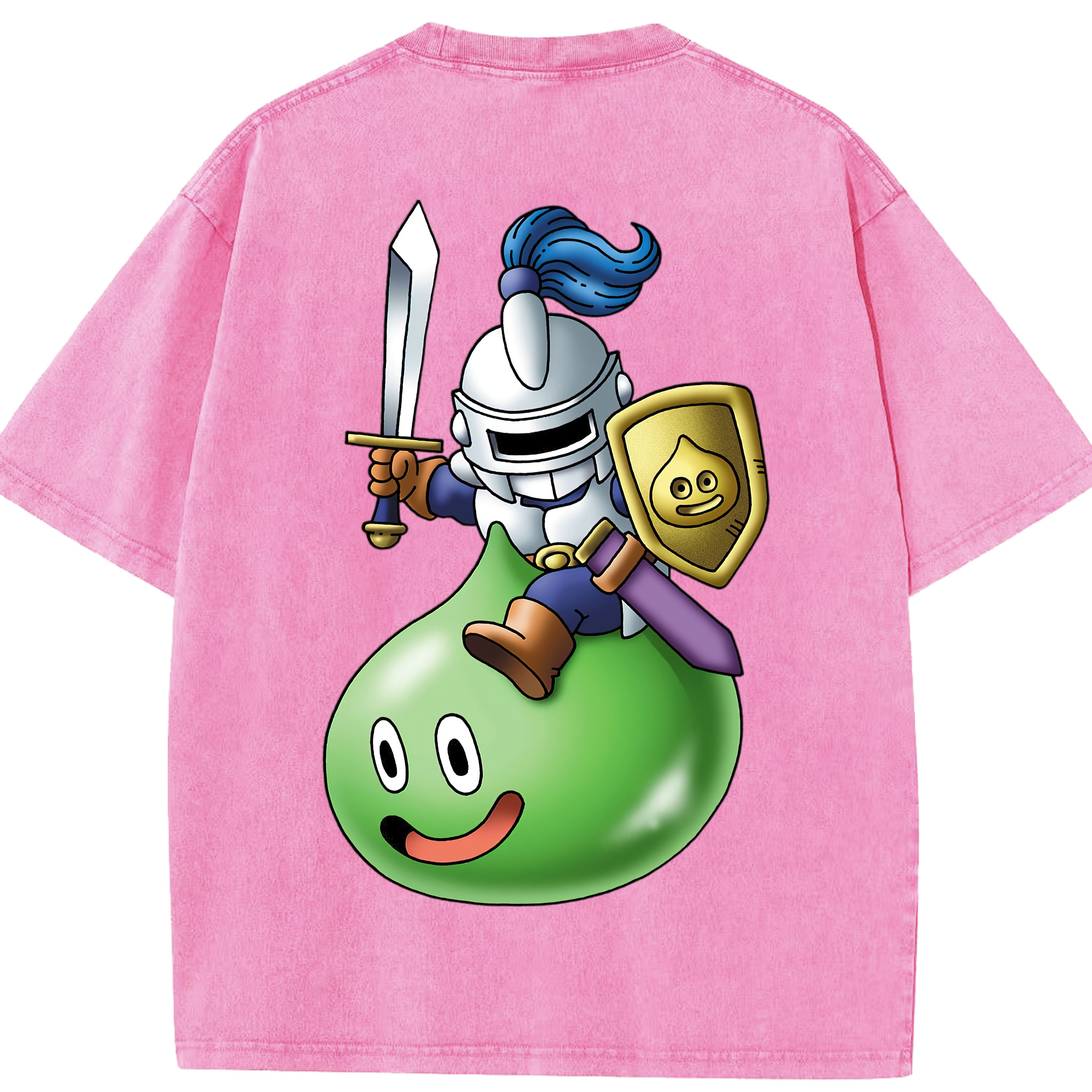 （画像用） ドラゴンクエスト Doragon Kuesuto Dragon Quest 綿100% ヴィンテージ風 半袖Tシャツ（背面プリント）